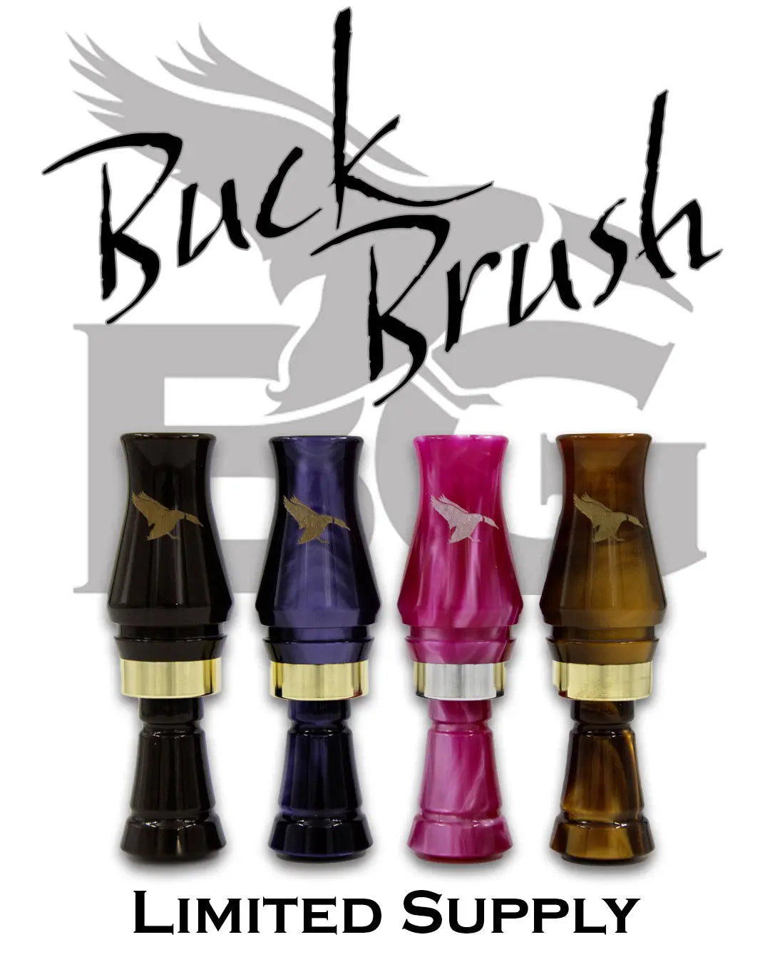 Buck Brush Single Reed Acrylic Duck Call w/Throwback Duck Engraving Buck Gardner Calls