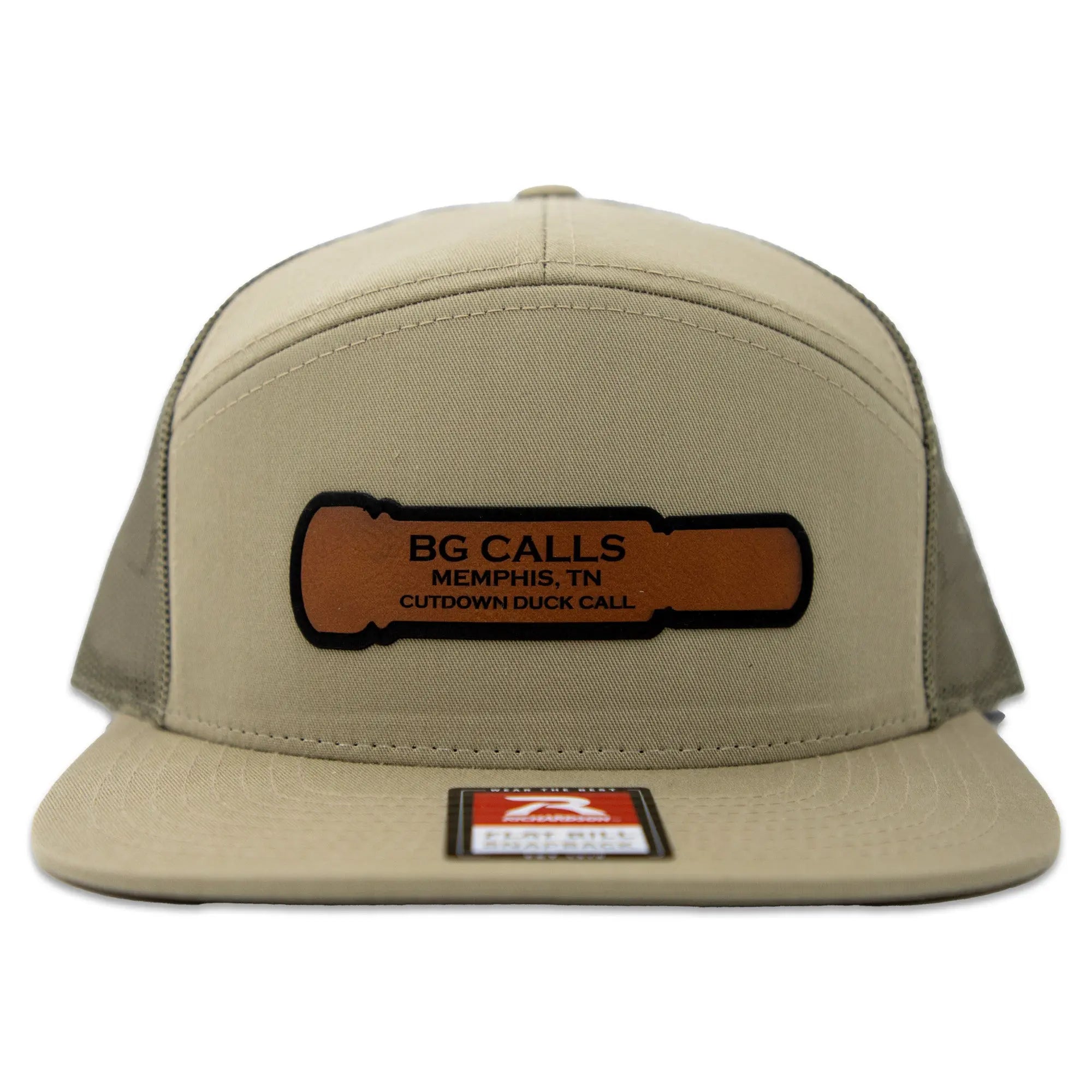 7 Panel Trucker Cap with Leather Patch - Buck Gardner Calls