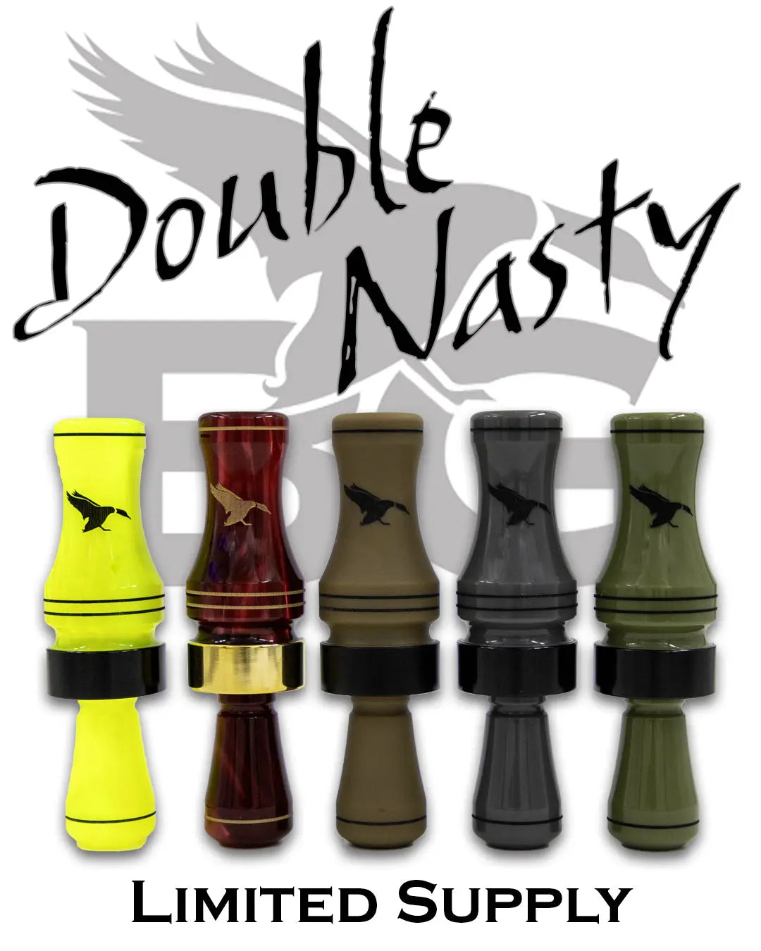 Double Nasty Acrylic Double Reed Duck Calls w/Throwback Engravings Buck Gardner Calls