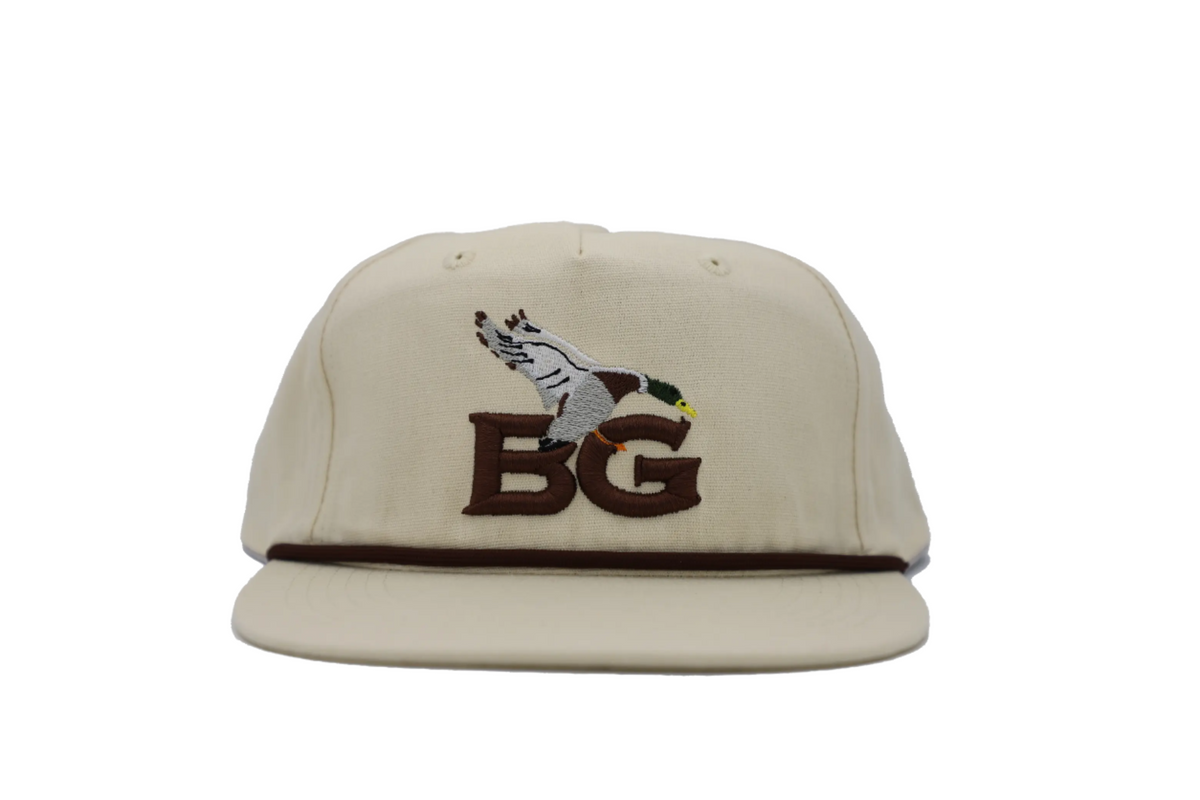 Retro BGC Logo Cream Goat Rope Hat - Buck Gardner Calls